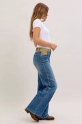 Judy Blue MR Column Straight Jeans with Corduroy Waist - Desert Sunday