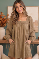 Just Darling Striped Square Neck Mini Dress - Desert Sunday