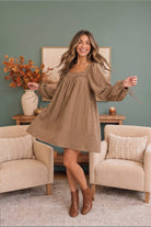 Just Darling Striped Square Neck Mini Dress - Desert Sunday