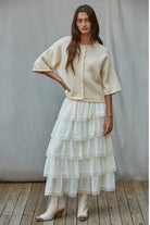Kelsey Quarter Sleeve Cardigan in Creme - Desert Sunday