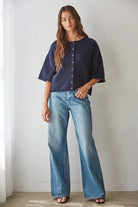 Kelsey Quarter Sleeve Cardigan in Navy - Desert Sunday