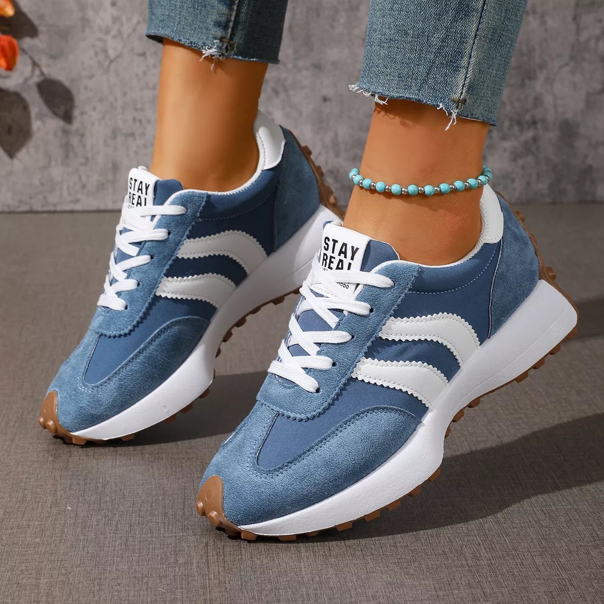 Lace Up Round Toe Sneakers - Desert Sunday
