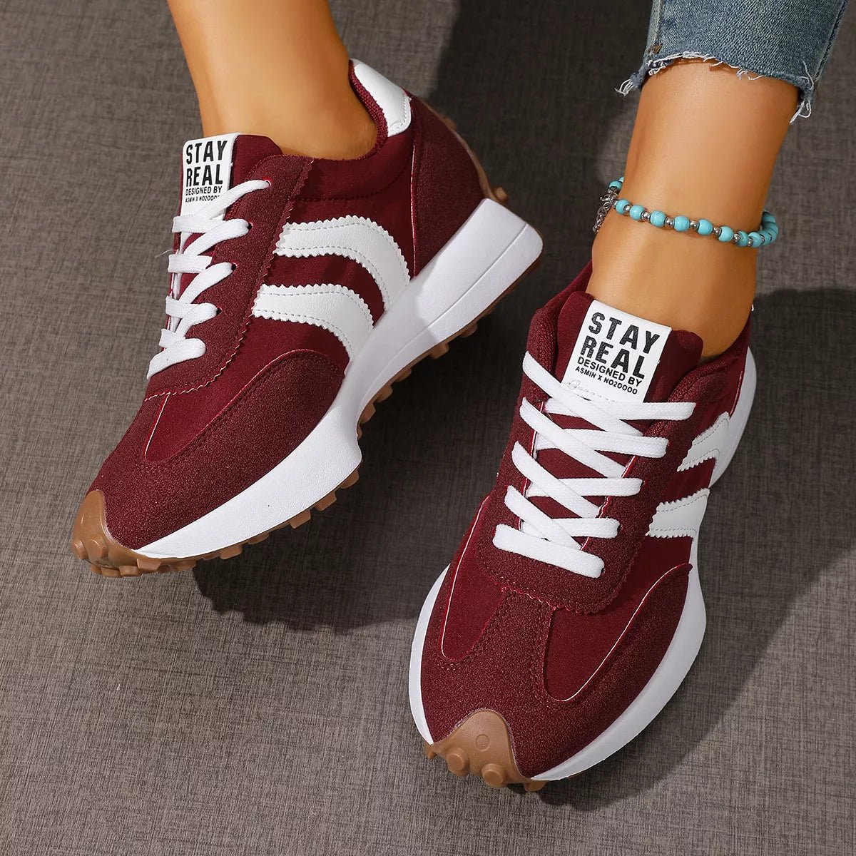 Lace Up Round Toe Sneakers - Desert Sunday