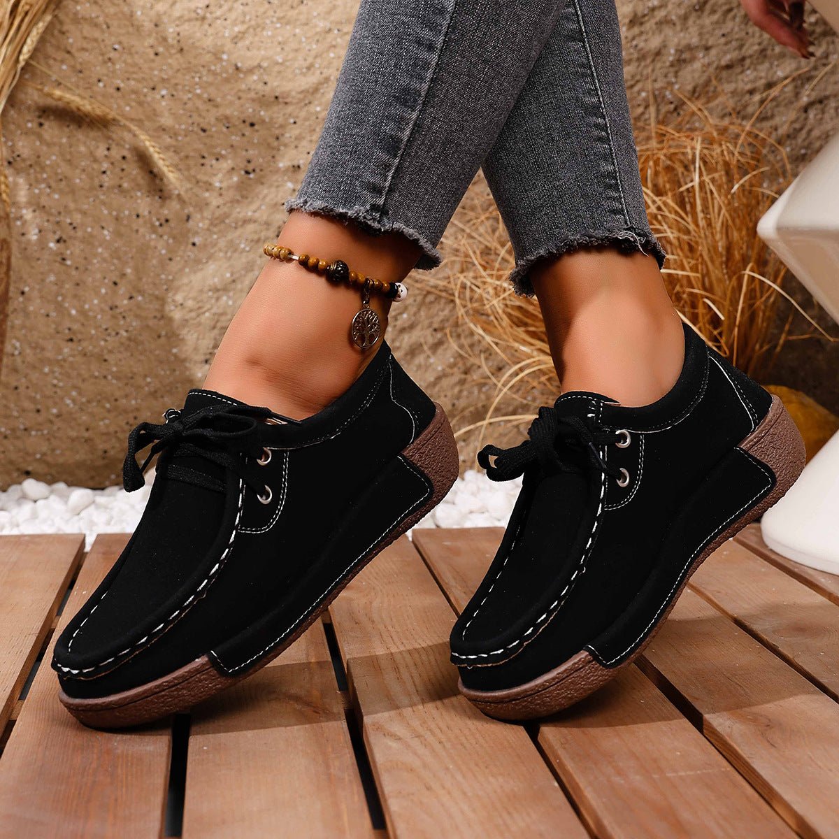 Lace Up Round Toe Sneakers - Desert Sunday