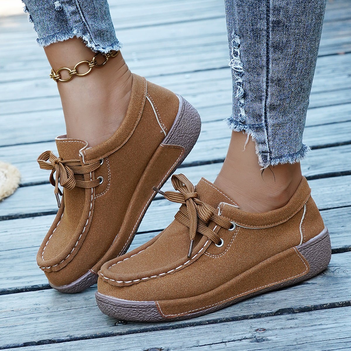 Lace Up Round Toe Sneakers - Desert Sunday
