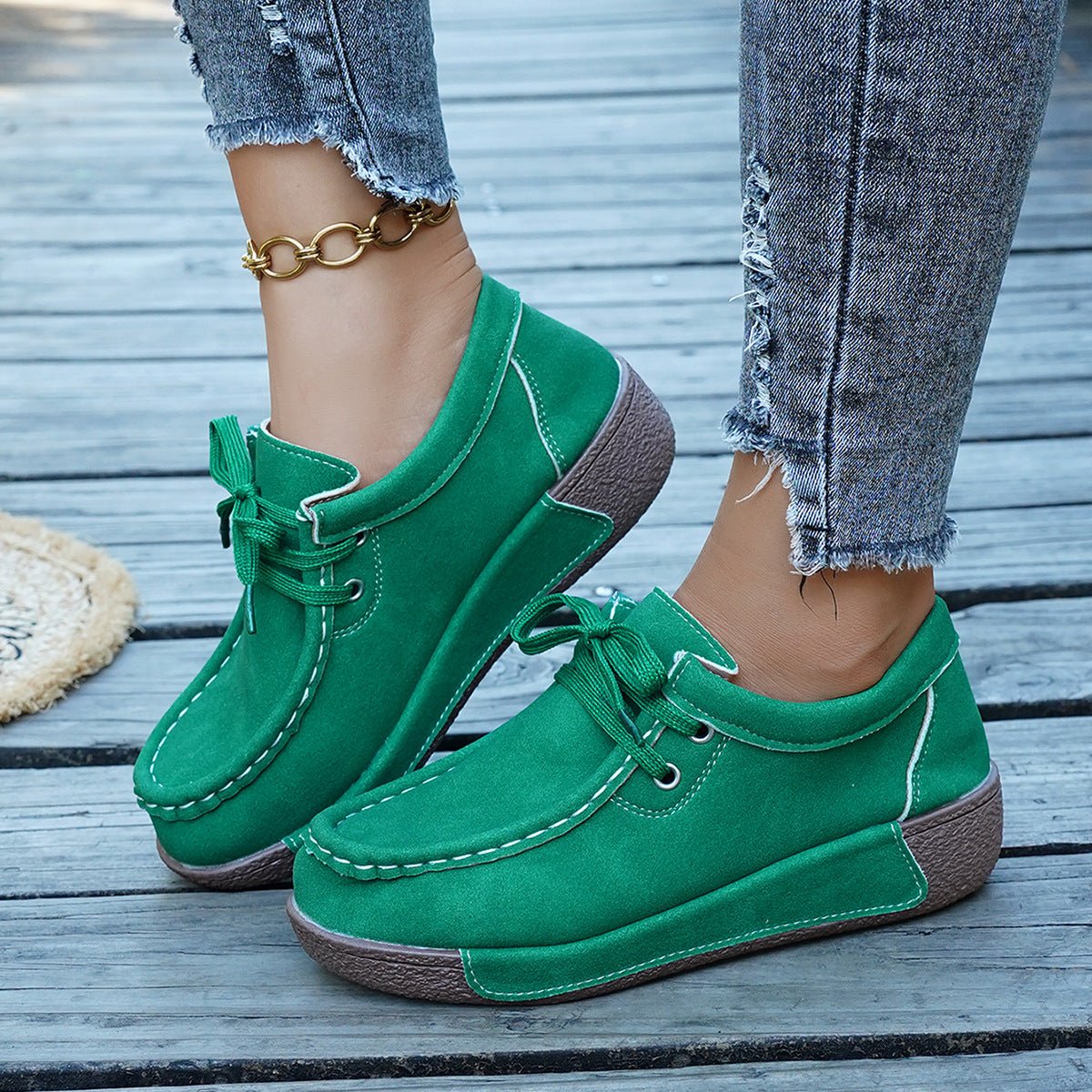 Lace Up Round Toe Sneakers - Desert Sunday
