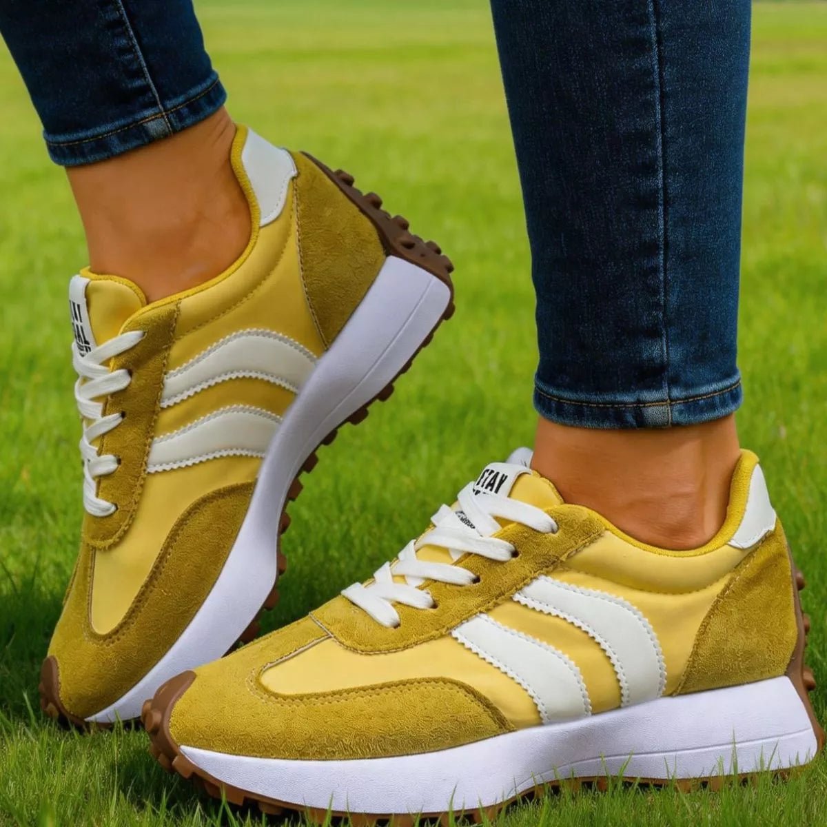 Lace Up Round Toe Sneakers - Desert Sunday