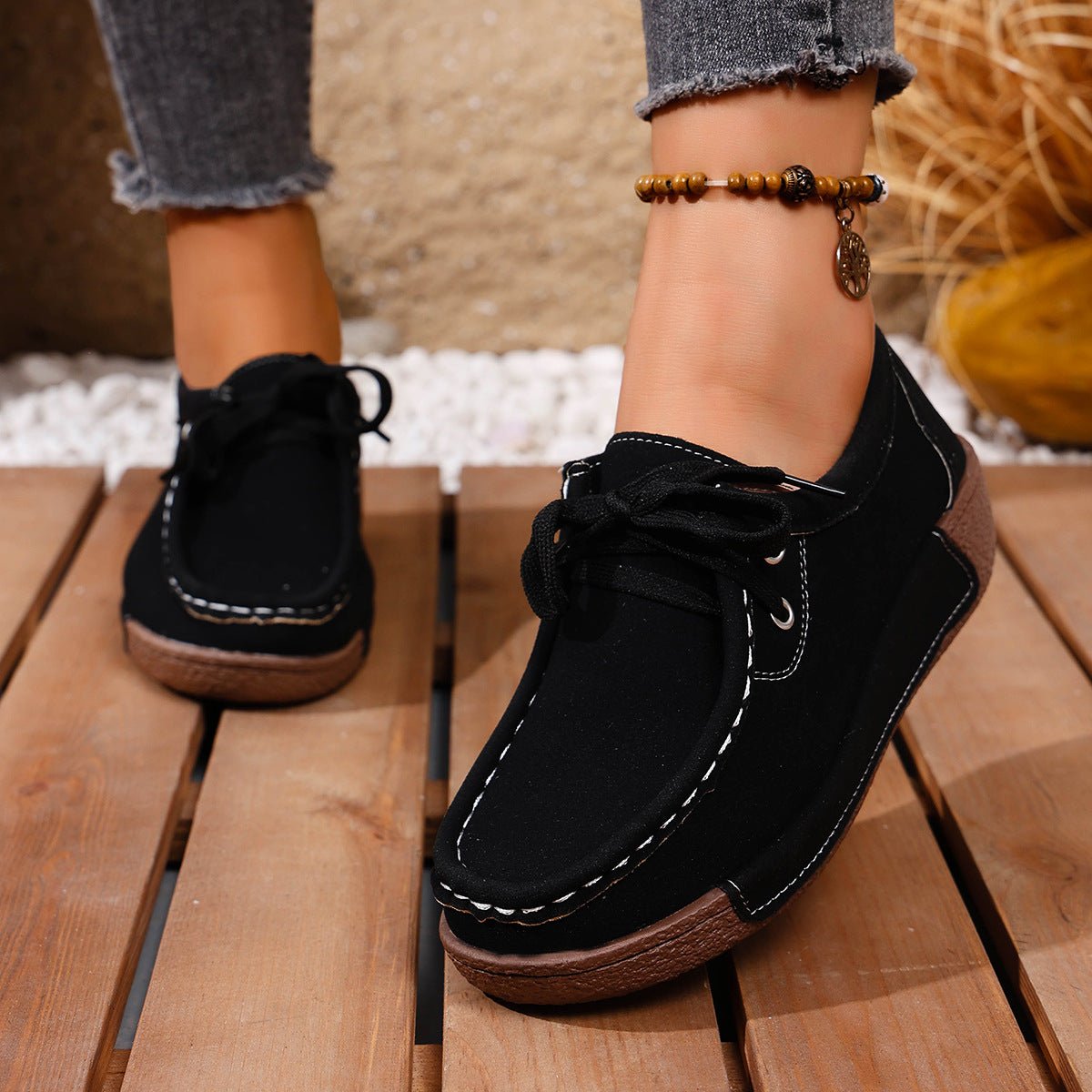 Lace Up Round Toe Sneakers - Desert Sunday