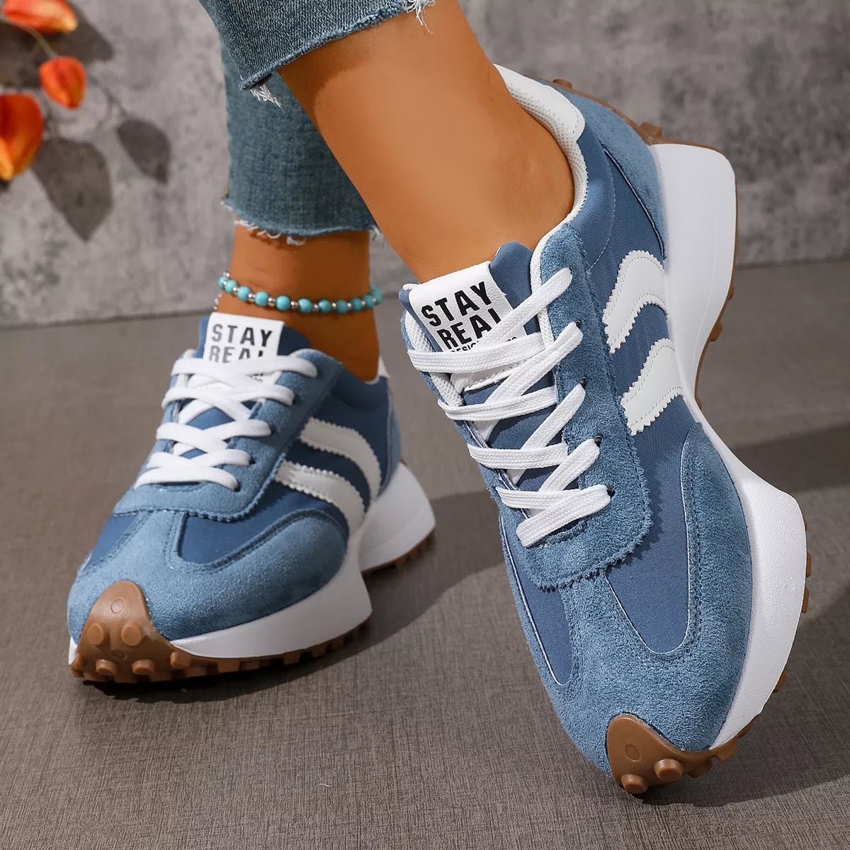Lace Up Round Toe Sneakers - Desert Sunday