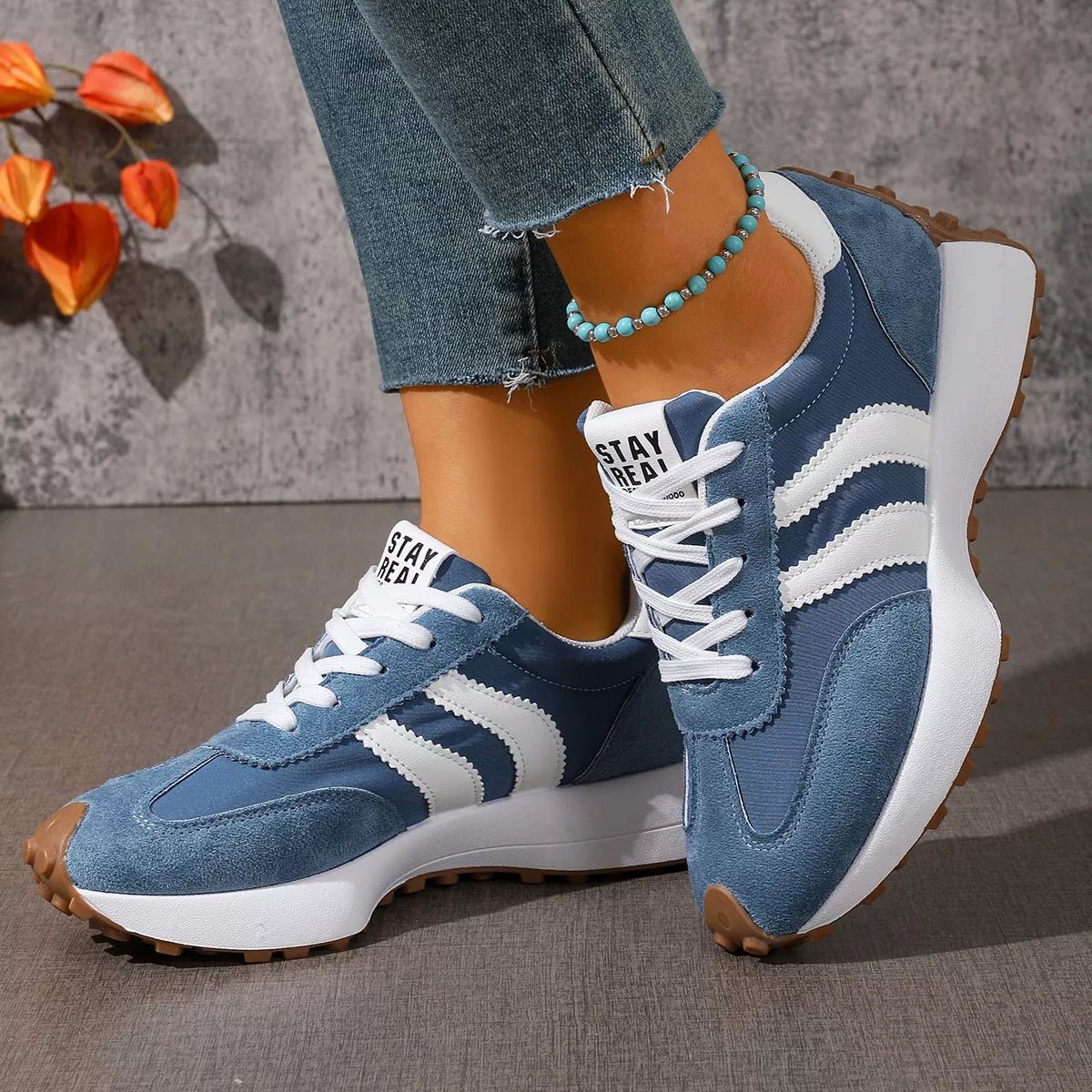 Lace Up Round Toe Sneakers - Desert Sunday