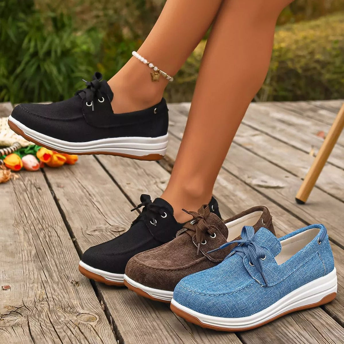 Lace Up Round Toe Sneakers - Desert Sunday