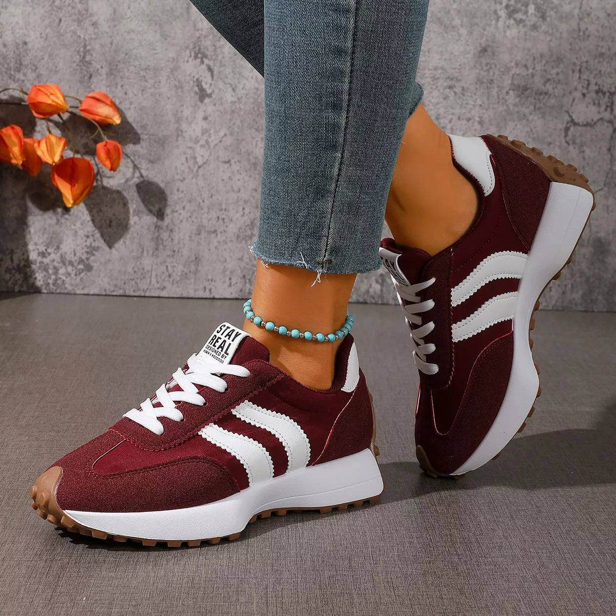 Lace Up Round Toe Sneakers - Desert Sunday