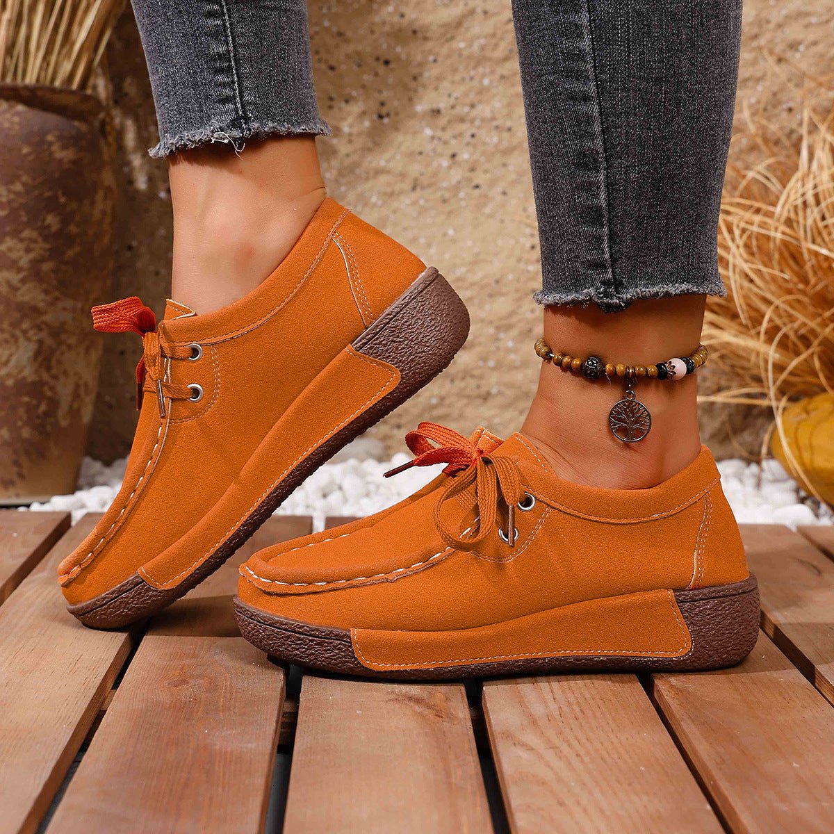Lace Up Round Toe Sneakers - Desert Sunday