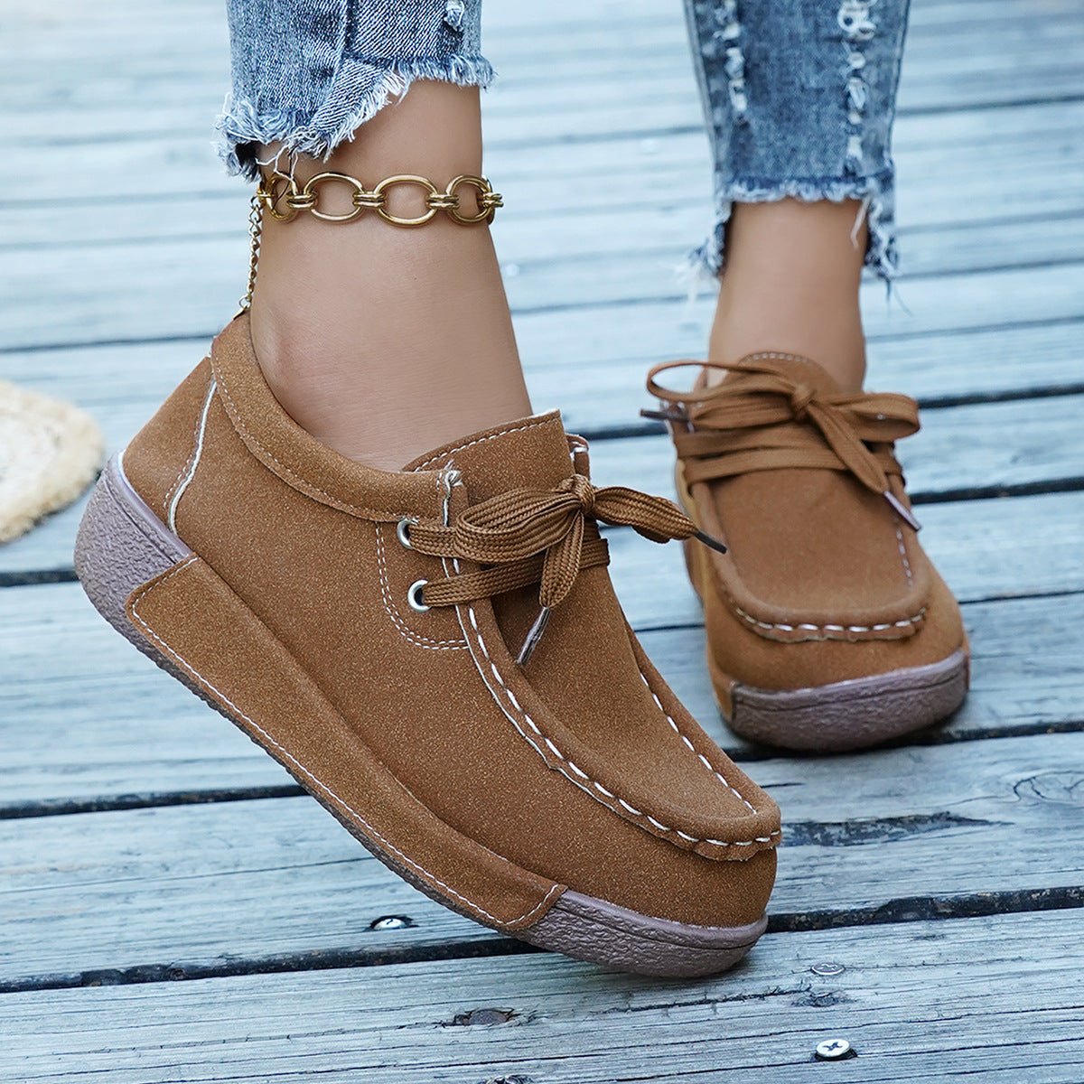 Lace Up Round Toe Sneakers - Desert Sunday