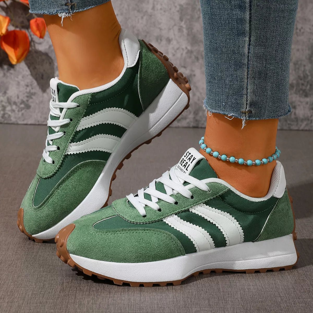 Lace Up Round Toe Sneakers - Desert Sunday