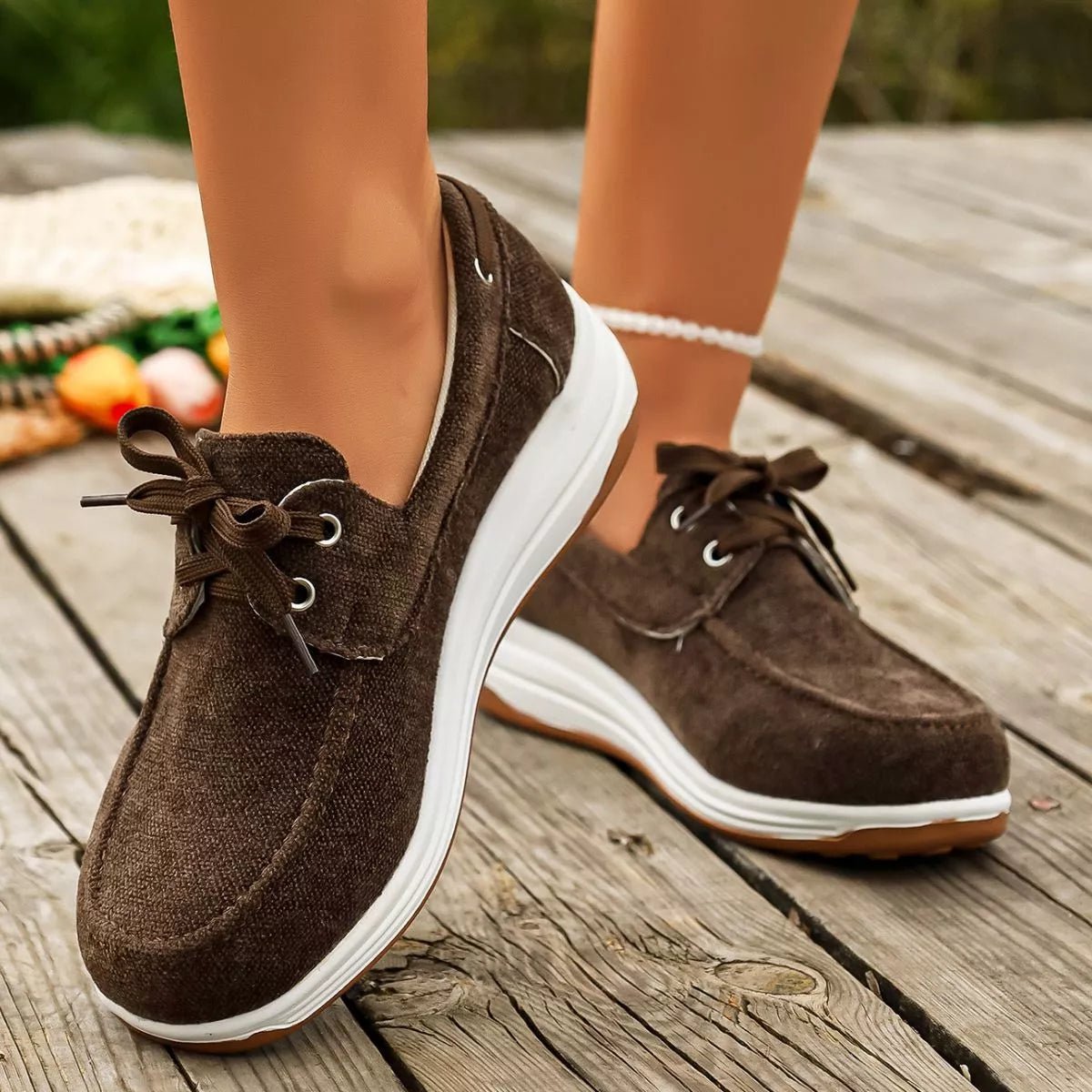 Lace Up Round Toe Sneakers - Desert Sunday