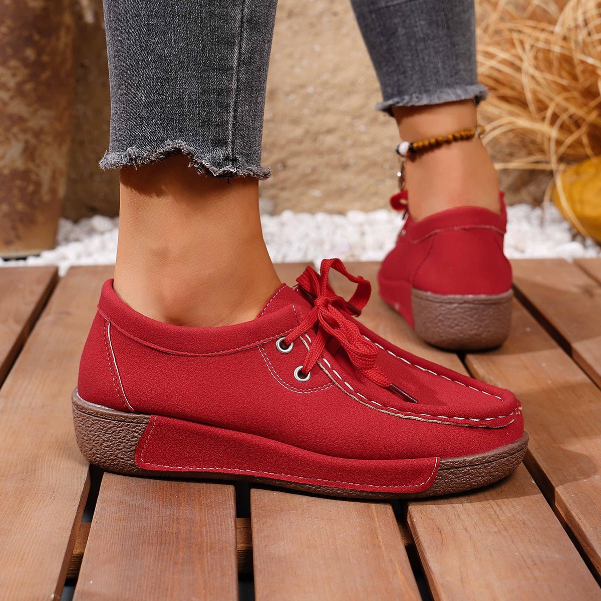 Lace Up Round Toe Sneakers - Desert Sunday