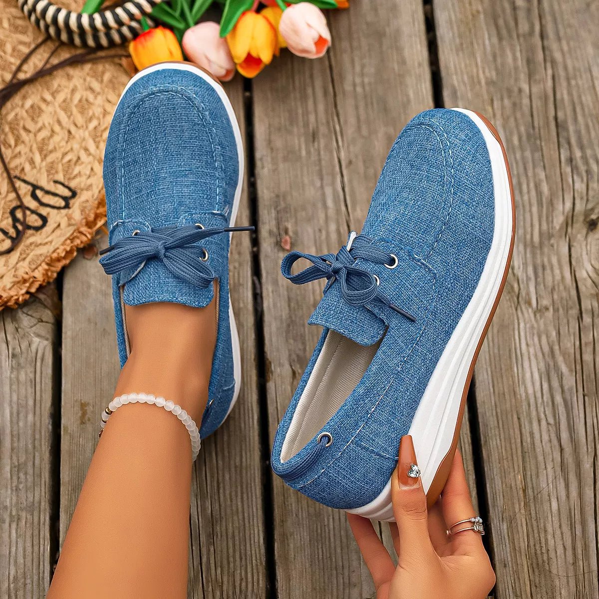 Lace Up Round Toe Sneakers - Desert Sunday