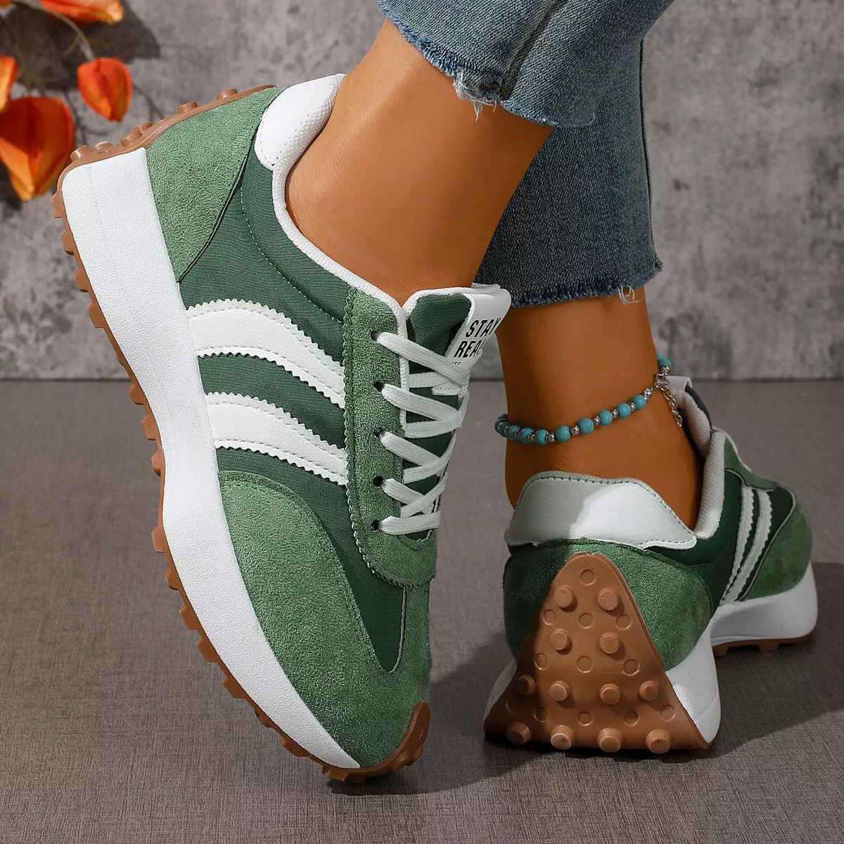 Lace Up Round Toe Sneakers - Desert Sunday