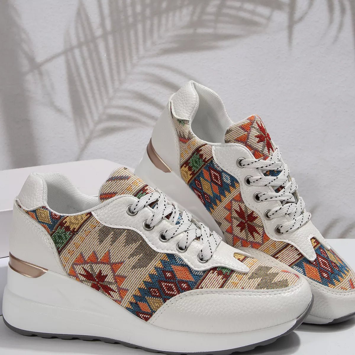 Lace Up Wedge Sneakers - Desert Sunday