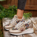 Lace Up Wedge Sneakers - Desert Sunday