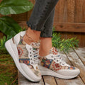 Lace Up Wedge Sneakers - Desert Sunday