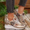 Lace Up Wedge Sneakers - Desert Sunday