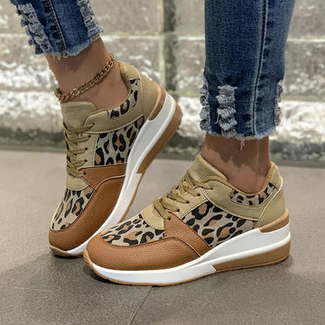 Leopard Lace Up Sneakers - Desert Sunday