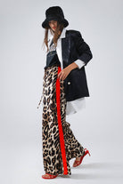 Leopard Straight Pants With Red Stripes Down The Sides - Desert Sunday