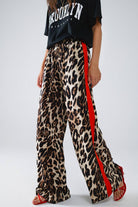 Leopard Straight Pants With Red Stripes Down The Sides - Desert Sunday