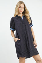 Linen Striped Polo Dress - Desert Sunday