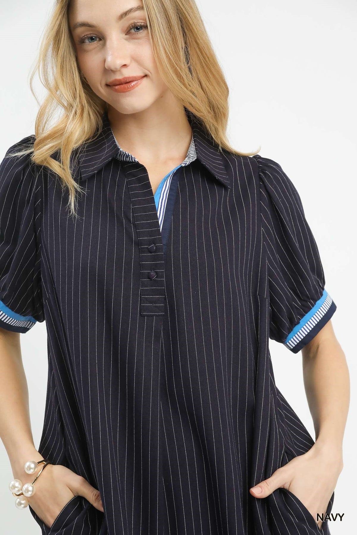 Linen Striped Polo Dress - Desert Sunday