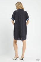 Linen Striped Polo Dress - Desert Sunday