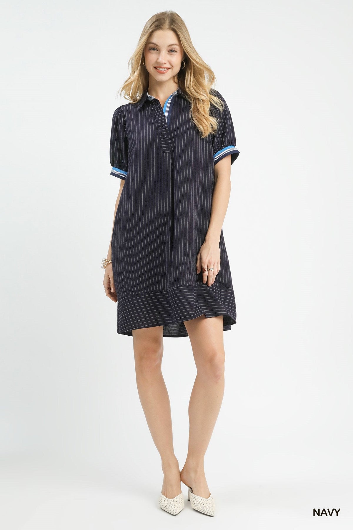 Linen Striped Polo Dress - Desert Sunday