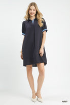 Linen Striped Polo Dress - Desert Sunday