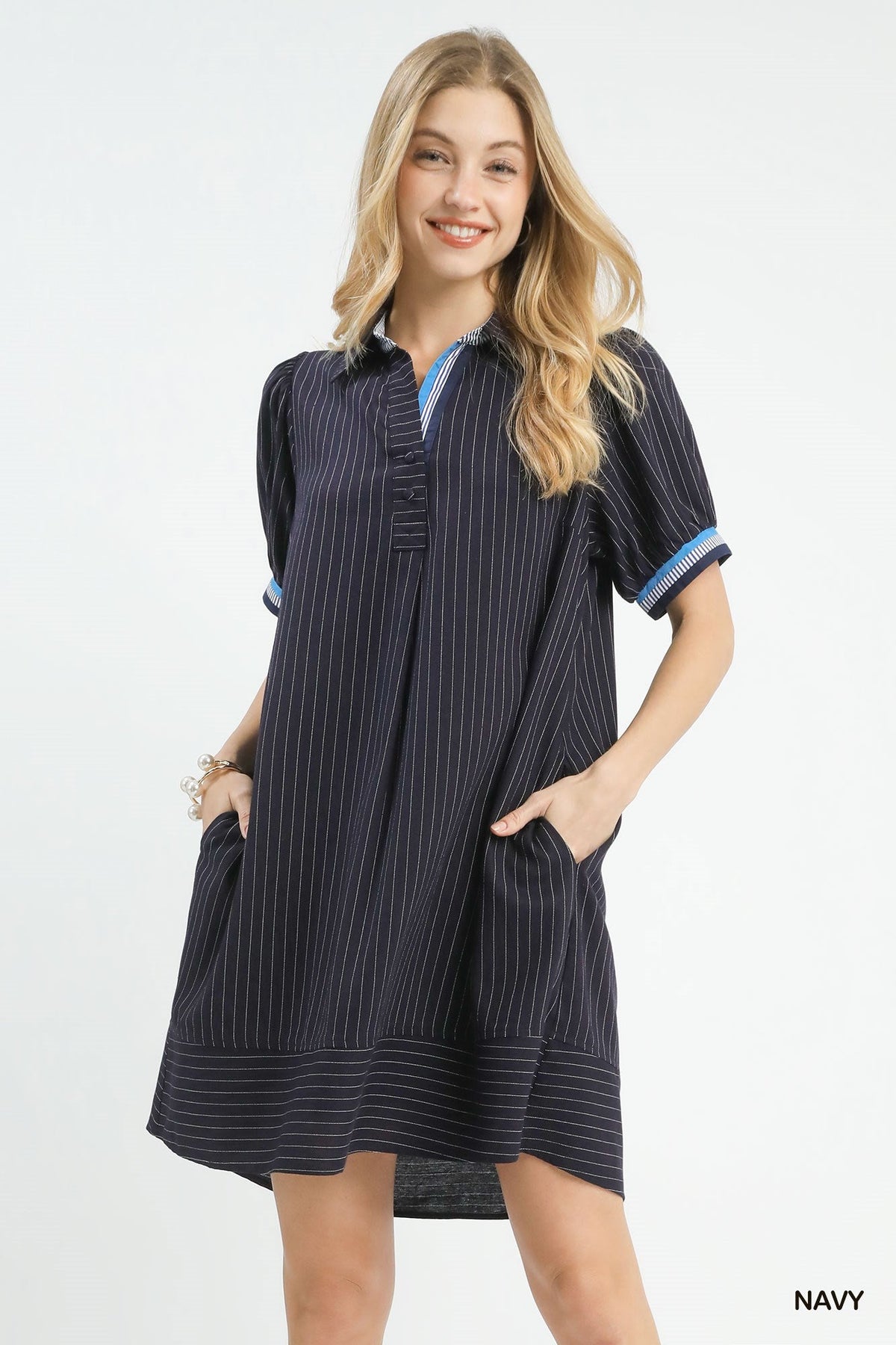 Linen Striped Polo Dress - Desert Sunday
