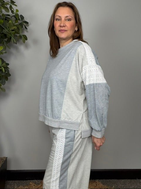 Lounging in Lace Grey Set - Desert Sunday