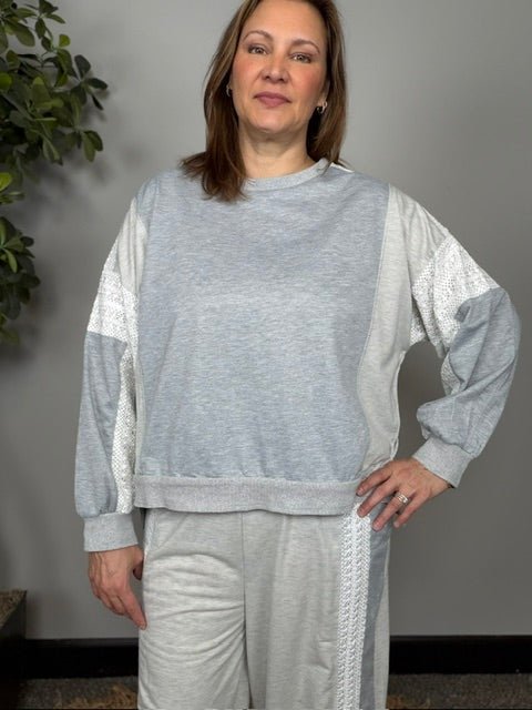 Lounging in Lace Grey Set - Desert Sunday