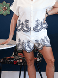 Luna Lace Embroidered Shorts - Desert Sunday