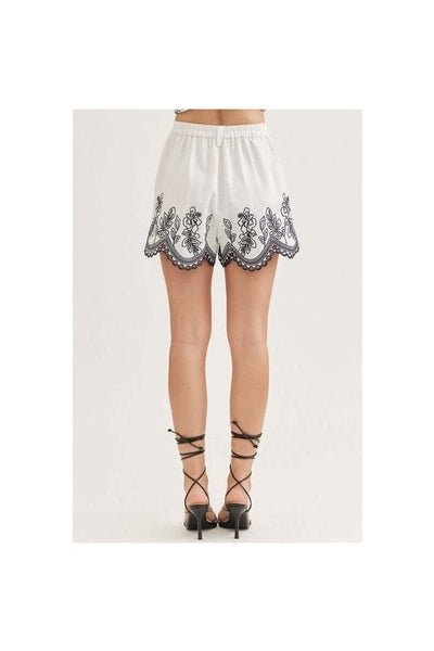 Luna Lace Embroidered Shorts - Desert Sunday