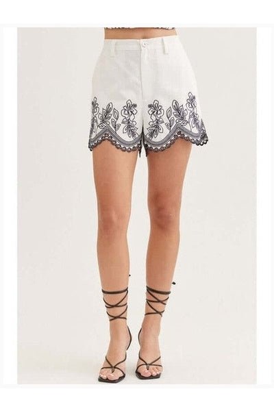 Luna Lace Embroidered Shorts - Desert Sunday
