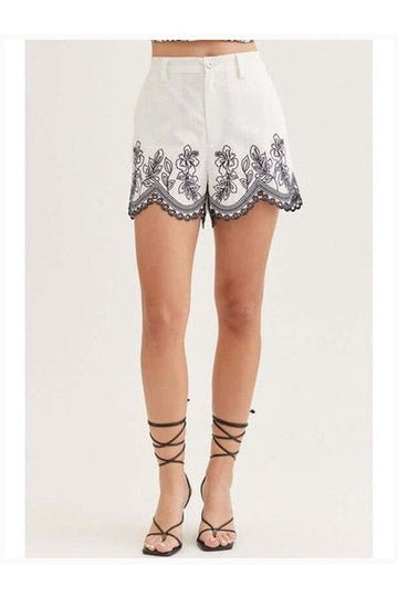 Luna Lace Embroidered Shorts - Desert Sunday