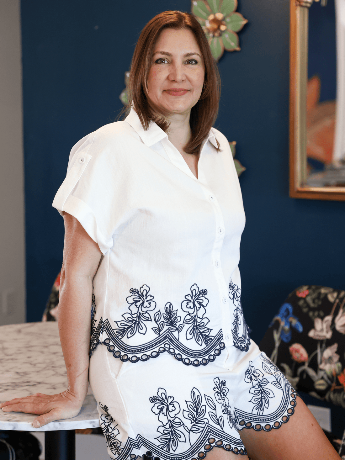Luna Lace Embroidered Top - Desert Sunday