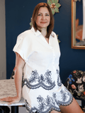 Luna Lace Embroidered Top - Desert Sunday