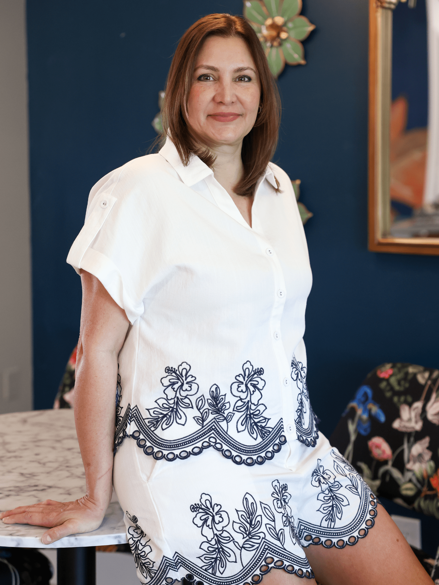 Luna Lace Embroidered Top - Desert Sunday