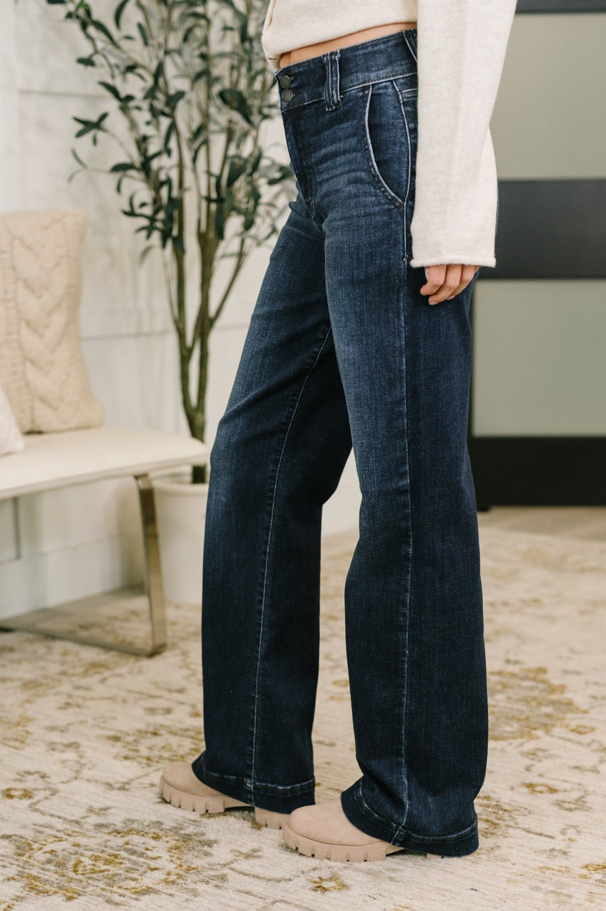 Marty High Waist Trouser Wide Leg Jean - Desert Sunday