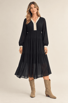 Midnight Grace Chiffon Midi Dress - Desert Sunday