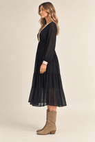 Midnight Grace Chiffon Midi Dress - Desert Sunday