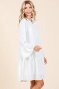 Mittoshop Tiered Notched Flare Sleeve Dress - Desert Sunday