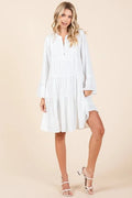 Mittoshop Tiered Notched Flare Sleeve Dress - Desert Sunday